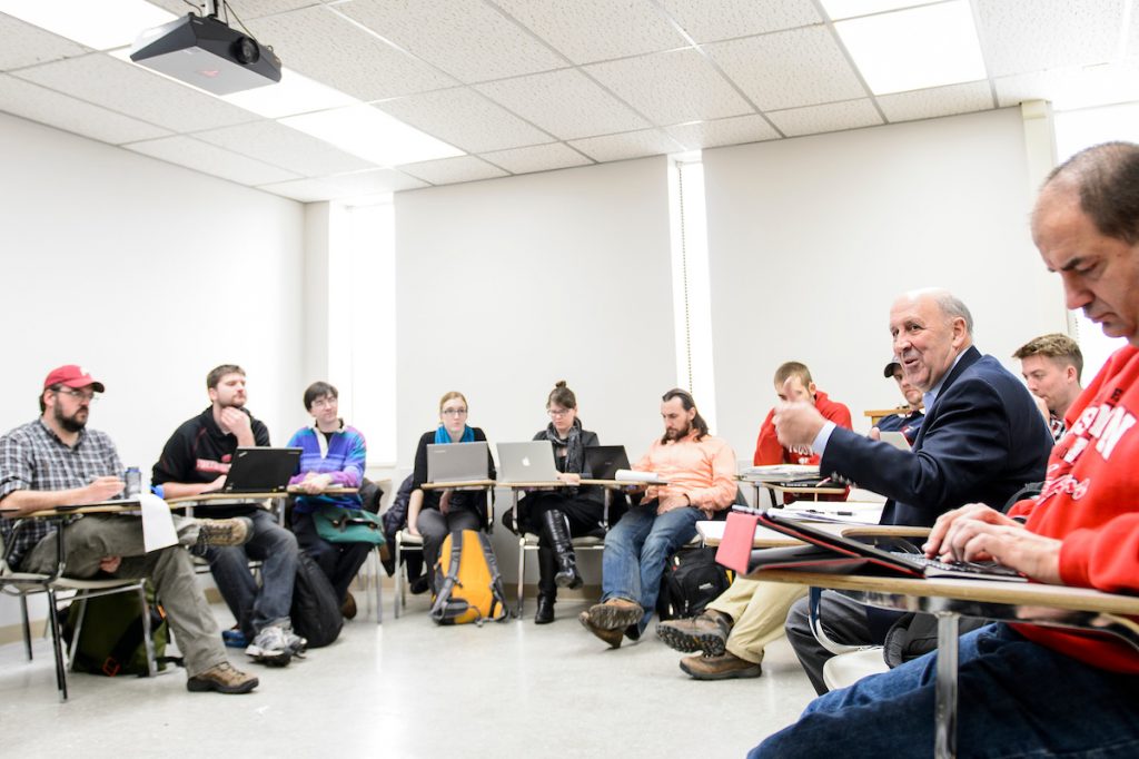 Governor Jim Doyle speaking to a class