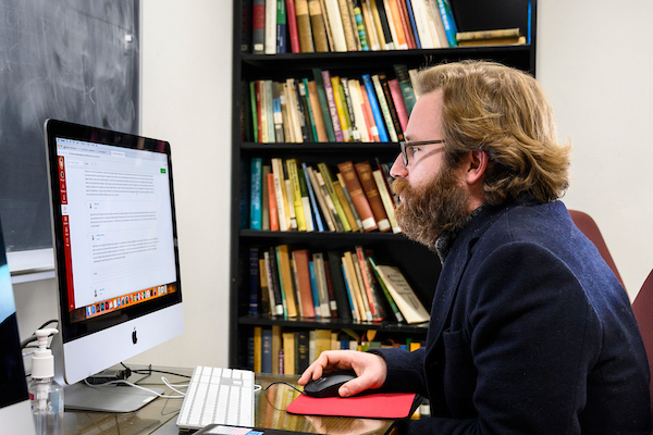 A person checking email