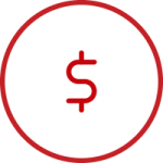 Dollar sign surrounded in a circle