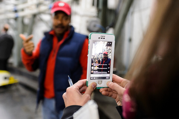 Man being filmed on social media