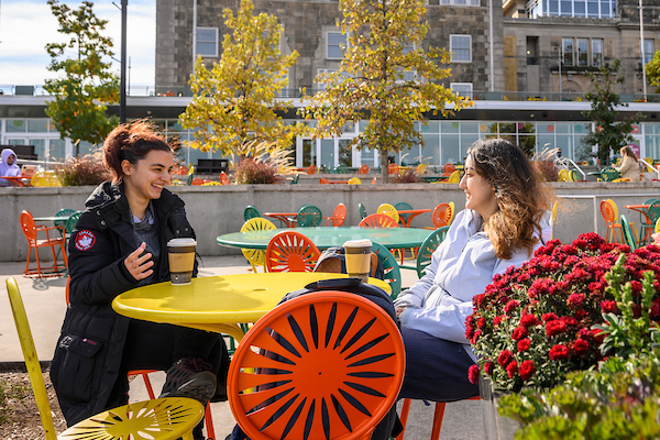 Two students having a conversation
