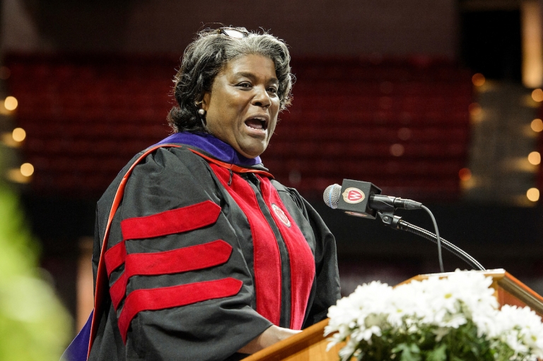 Ambassador-designate Linda Thomas-Greenfield received an honorary PhD from UW-Madison in 2018.