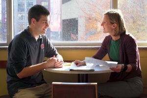 Susan Yackee and a student