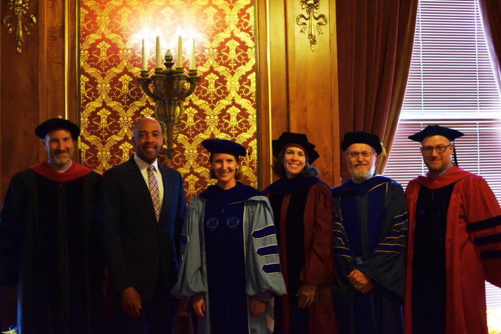 Faculty members pose for a photo with Lieutenant Governor Mandela Barnes