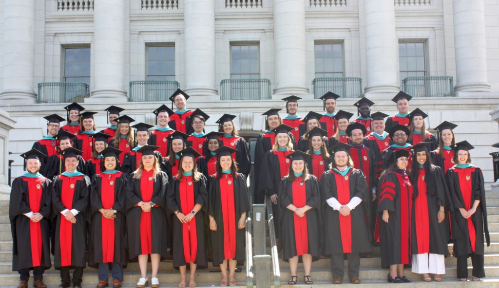 The Class of 2022 stands on the capitol steps
