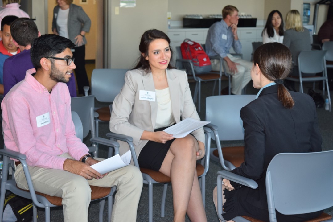 Students attend a speed networking event