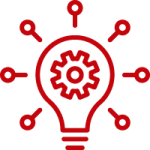 icon of a gear inside a lightbulb