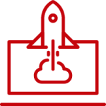 Icon of a rocket launching from a laptop