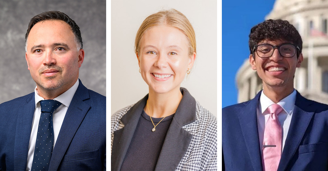 Profile photos of Raul Leon (MIPA ’07), Corissa Uselmann (MPA ’20), Dhrtvan Sherman (BA, CiPP ’22)