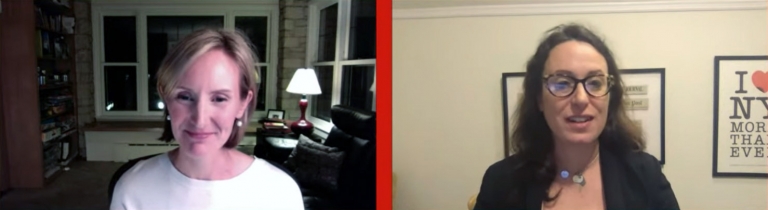 Susan Webb Yackee and Maggie Haberman talk on a video call.