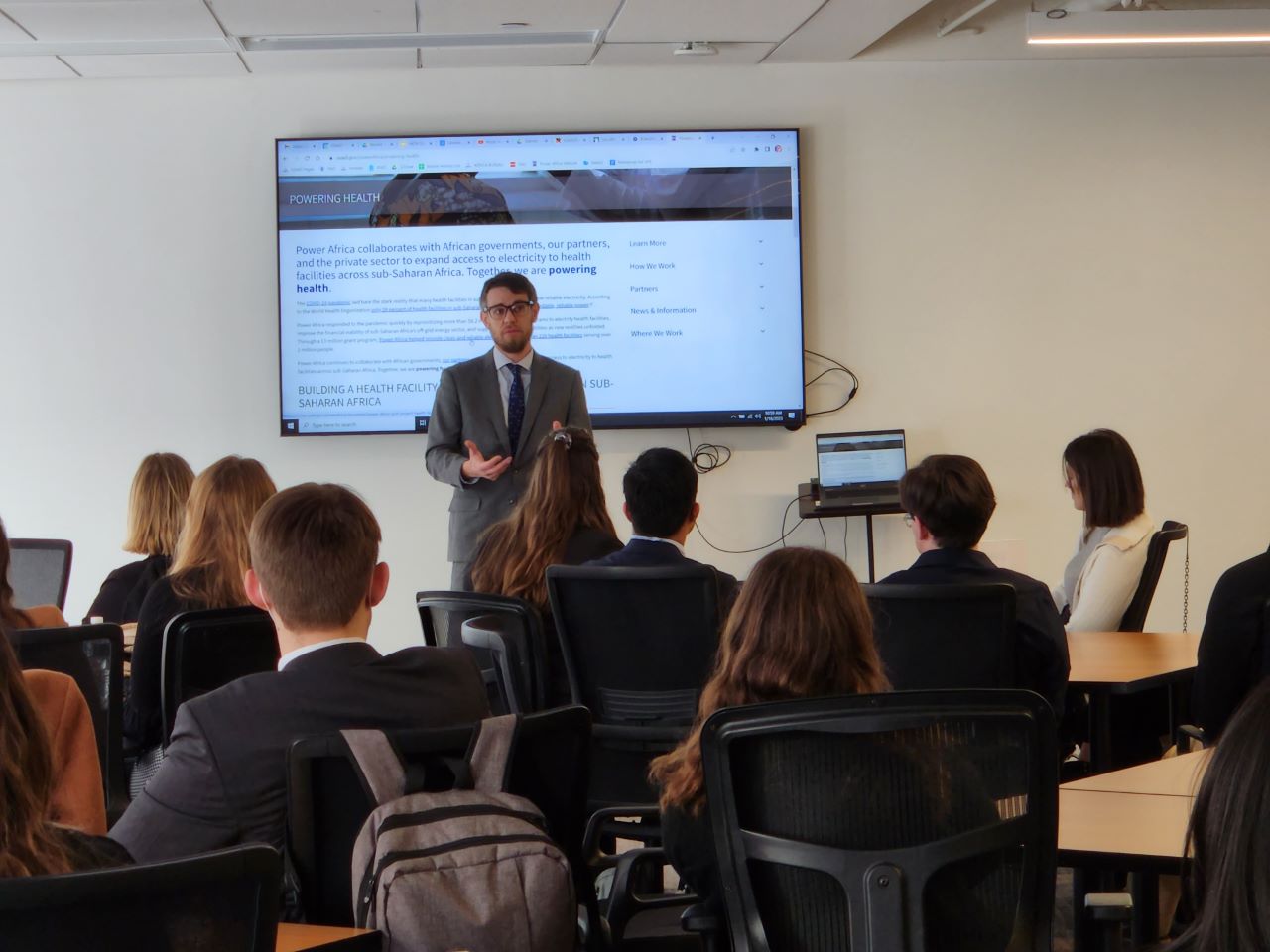 Julius Svoboda presents to a group of La Follette students.