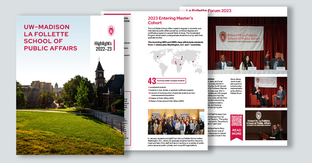 Pages from the La Follette School's 2022-2023 Highlights Report