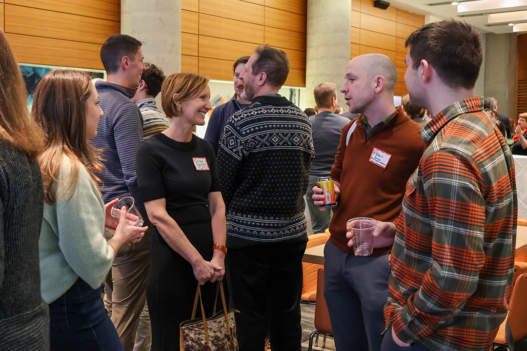 Students and faculty chat