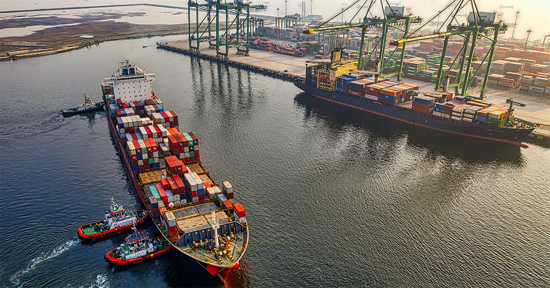 Container ships at port