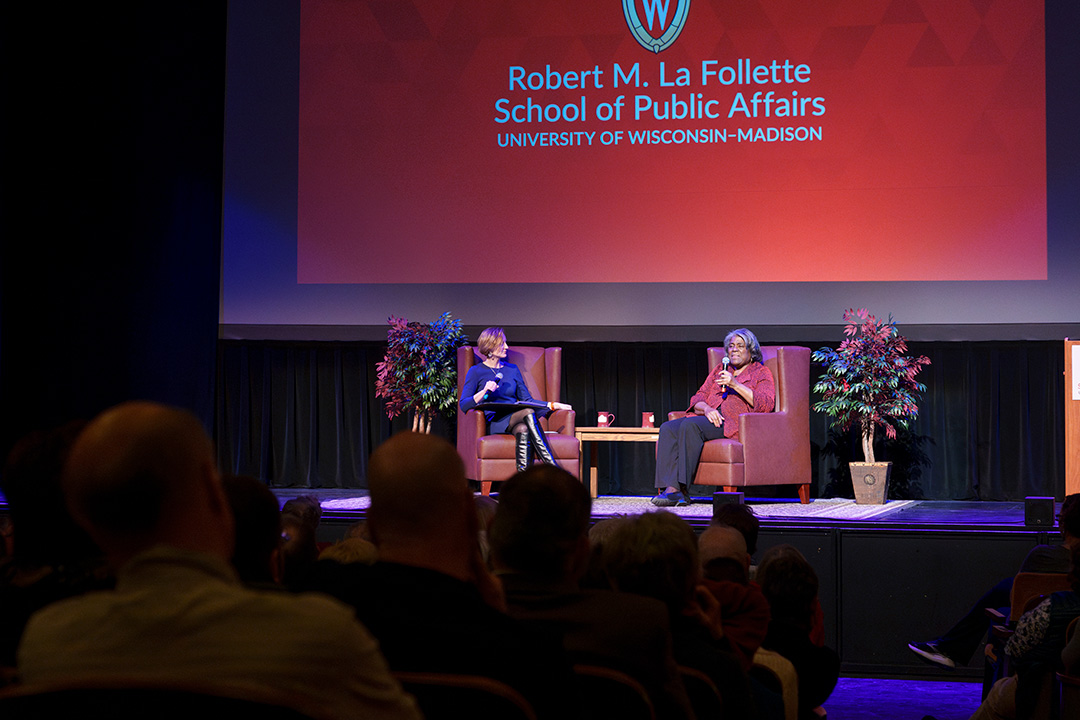 Ambassador Linda Thomas-Greenfield and La Follette School Director Susan Webb Yackee engage in a moderated discussion in front of a live audience