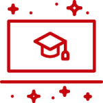 Icon of a graduate cap on a laptop