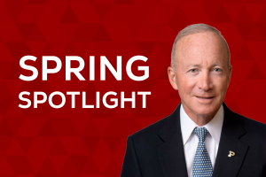 Image of Governor Mitch Daniels with Spring Spotlight text