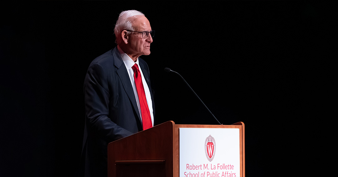Ted Kellner speaks at a podium