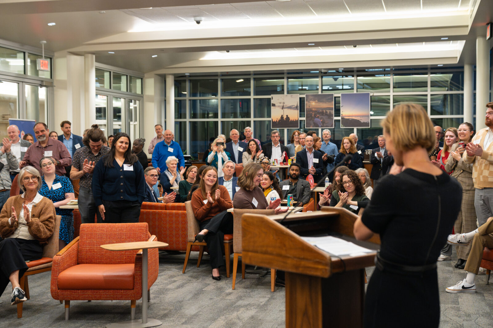 Susan Yackee speaking at her reception